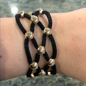 Black and Gold Fashion Bracelet, Magnetic Close